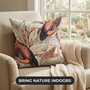 Embroidered Throw Pillow Covers - Nature Design Cushions | Luxury Cushion Covers 18x18 Inch