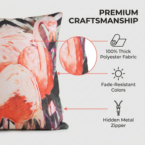 Flamingo Throw Pillow - 18x18 Pillow Cover With Embroidered Cushion Design