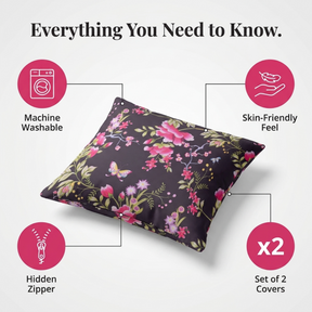 Floral Throw Pillow Covers - 14x20 Inch Polyester Decorative Cushion Covers