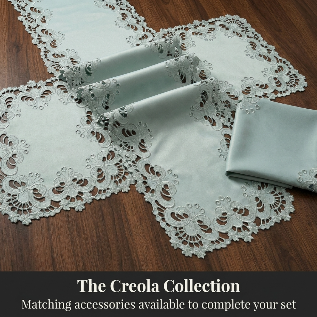 European Embroidery Table Runner – Gray Rustic Linen for Indoor Outdoor Use