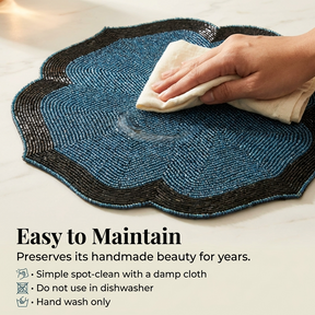 Beaded Placemats – 14 Inch Heat Resistant Dining Table Mats | Elegant Handmade Design