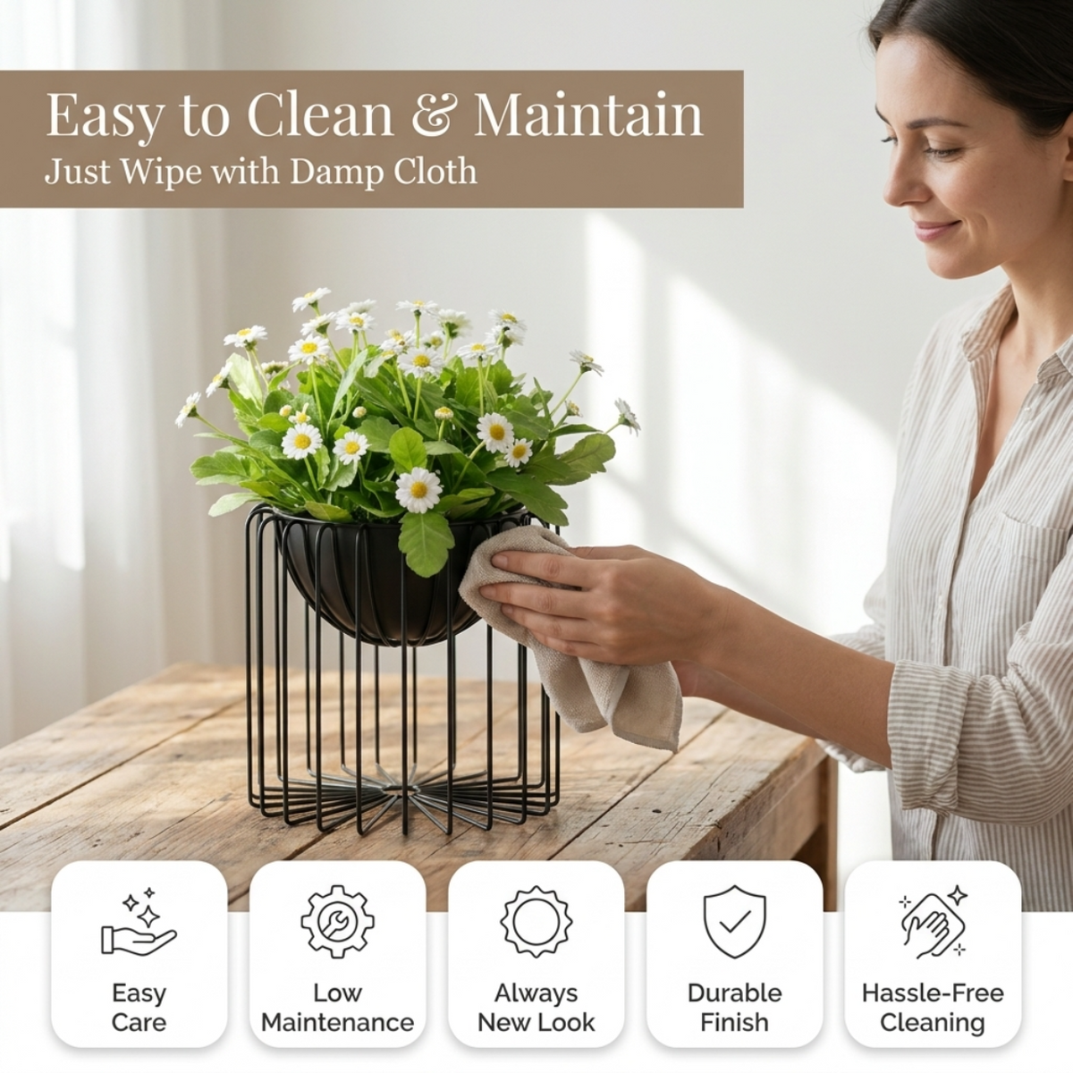 Indoor Planter with Metal Small Stand