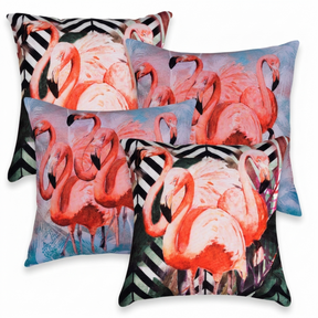 Flamingo Throw Pillow - Set of 4 Decorative Cushion Covers 18x18 Inches