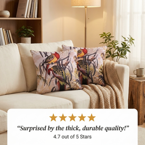 Birds Throw Pillow Covers - 18x18 Inch Embroidered Cushion Covers for Contemporary Home