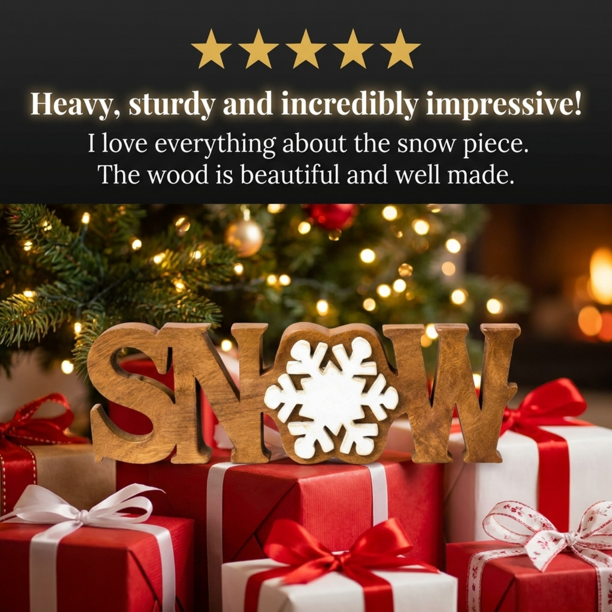 Wooden Snow Sign – Winter Grace, Acacia Wood
