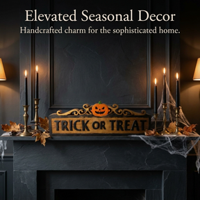 Wooden Halloween Sign – Handmade Trick Or Treat Sculpture | Solid Acacia Decor