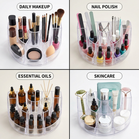 Clear Makeup Organizer - Acrylic Cosmetic Storage Box with 7 Slots for Daily Use