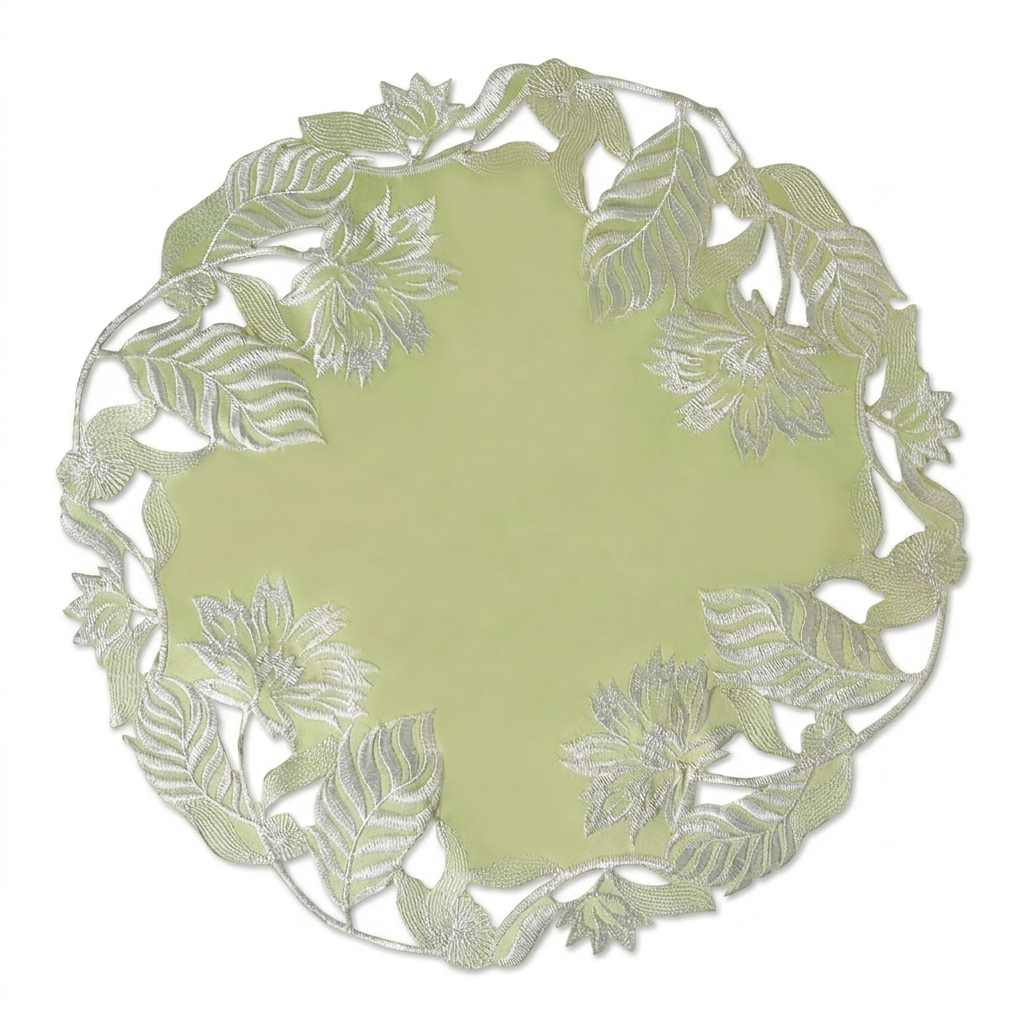 Light Green Linen Doilies – Daulton, 15 Inch
