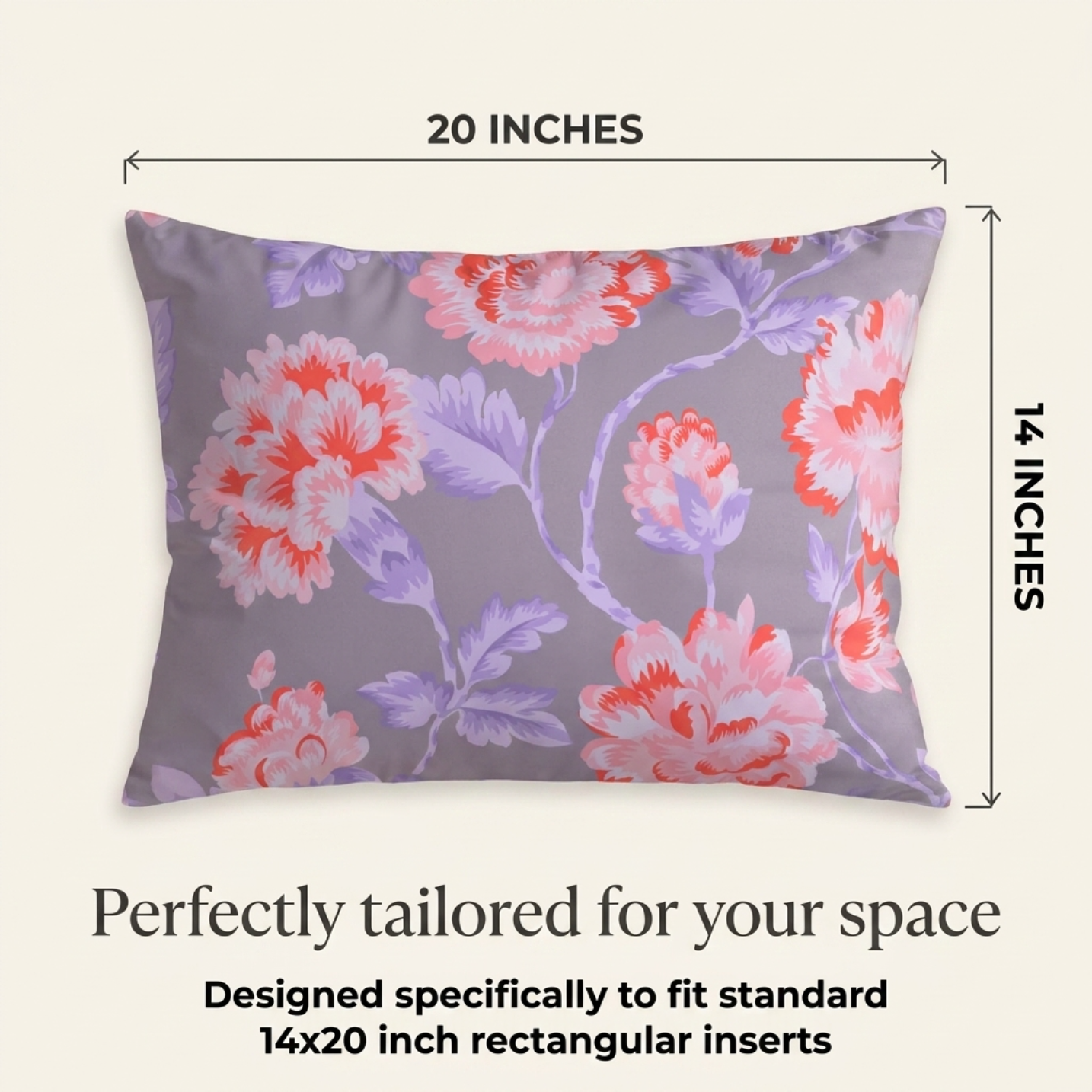 Floral Throw Pillow Covers - 14 x 20 Inch Decorative Cushion Covers with Zipper Closure
