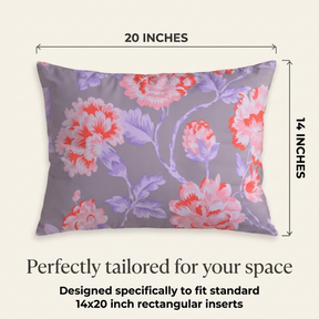 Floral Throw Pillow Covers - 14 x 20 Inch Decorative Cushion Covers with Zipper Closure