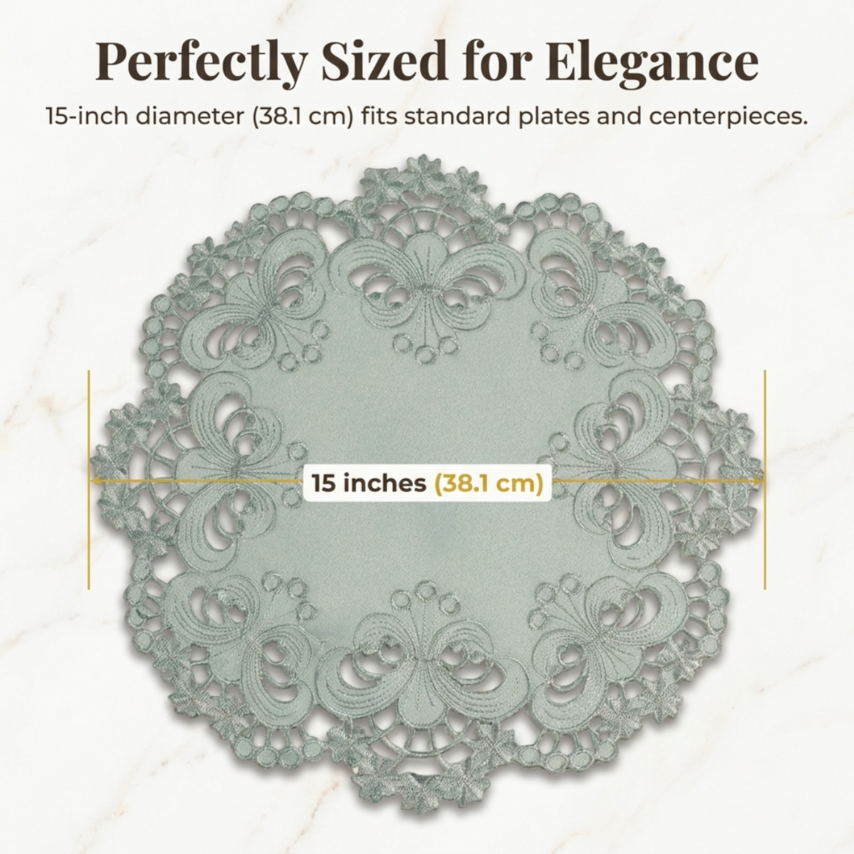 Gray Round Doilies – Creola Collection, 15 Inch