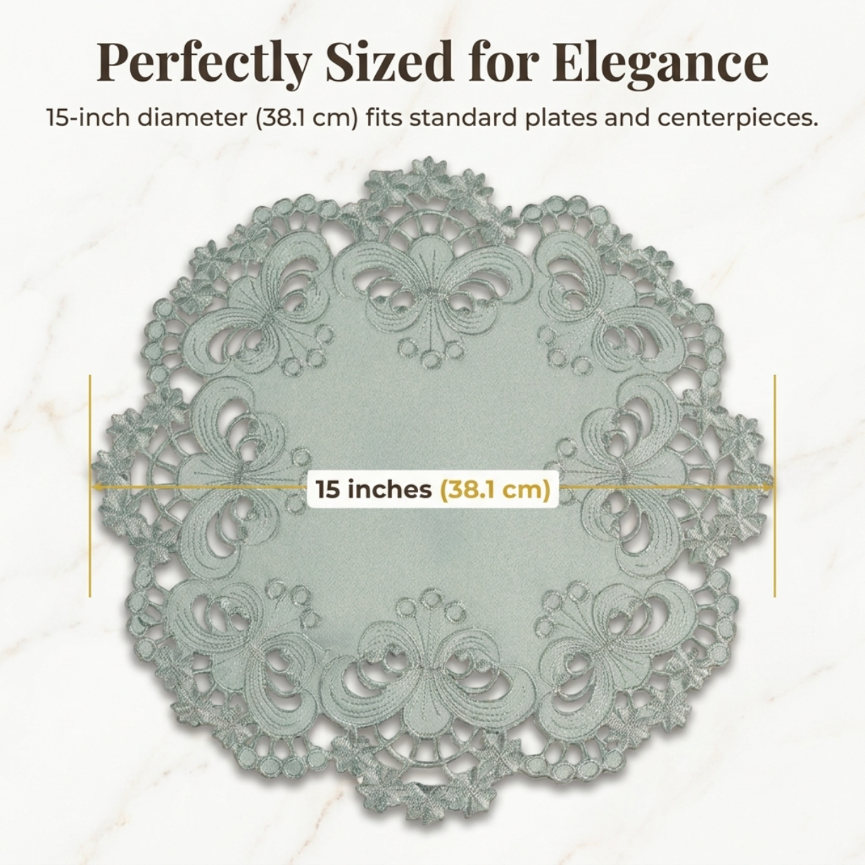 Gray Round Placemat - Embroidered Linen Mats | Rustic Table Decor Doilies