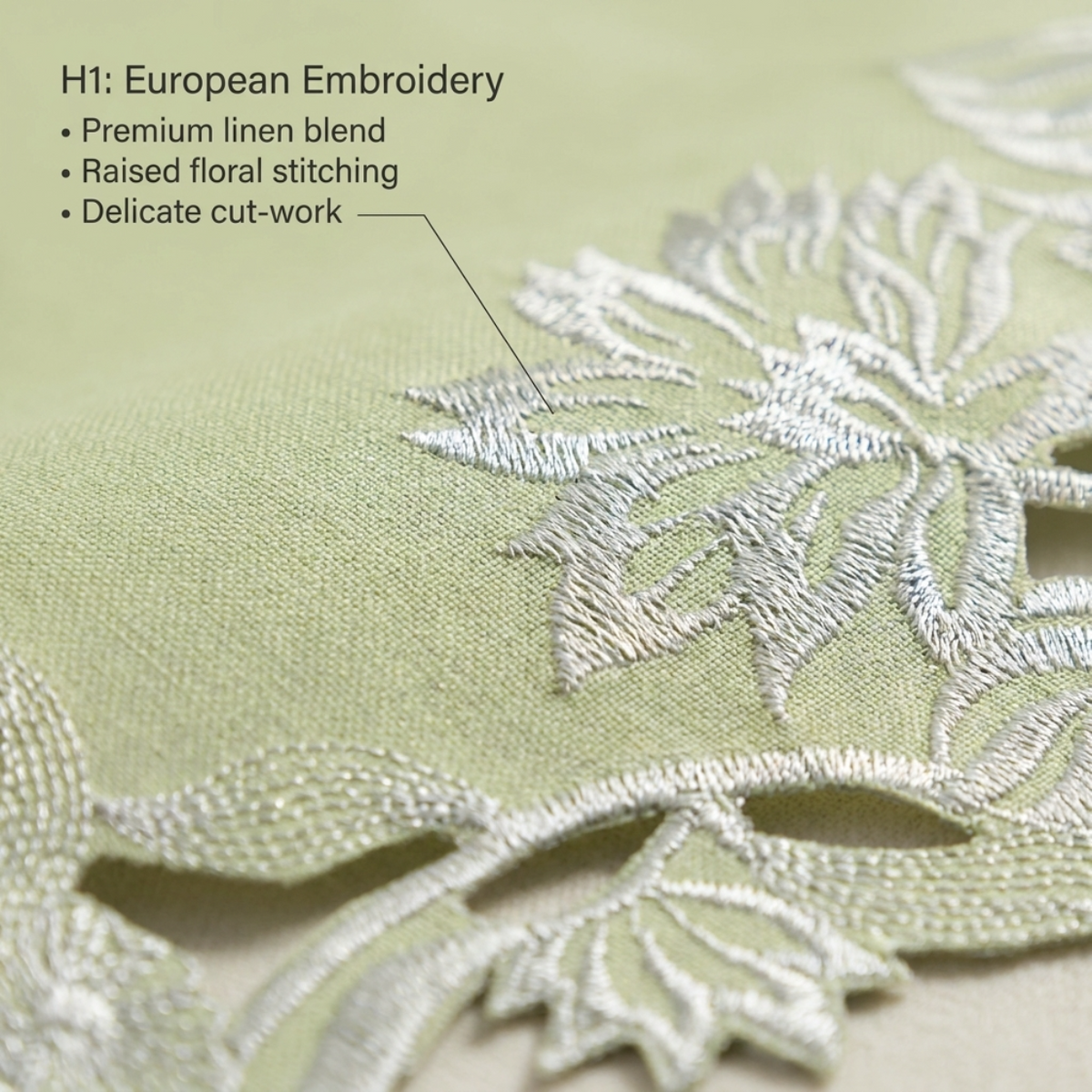 Light Green Linen Doilies – Daulton, 15 Inch
