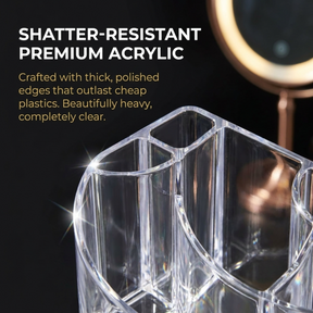 Clear Makeup Organizer - Acrylic Cosmetic Storage Box with 7 Slots for Daily Use