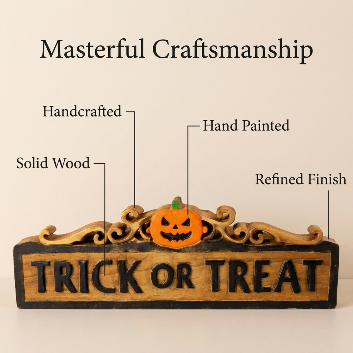 Wooden Halloween Sign – Trick Or Treat, Acacia