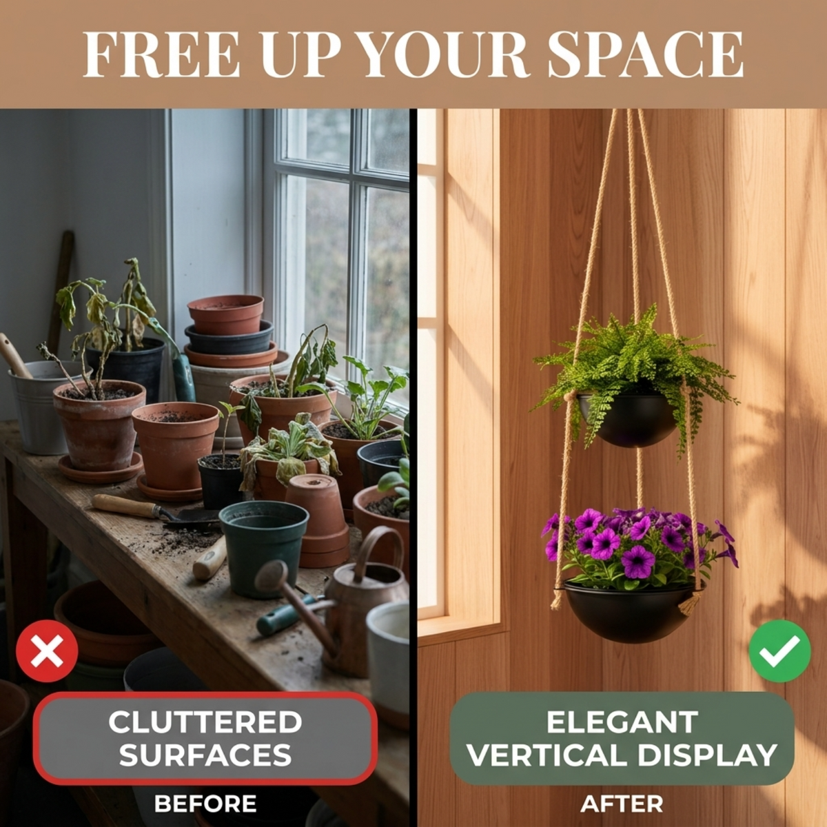 Hanging Planter with 2 Pots