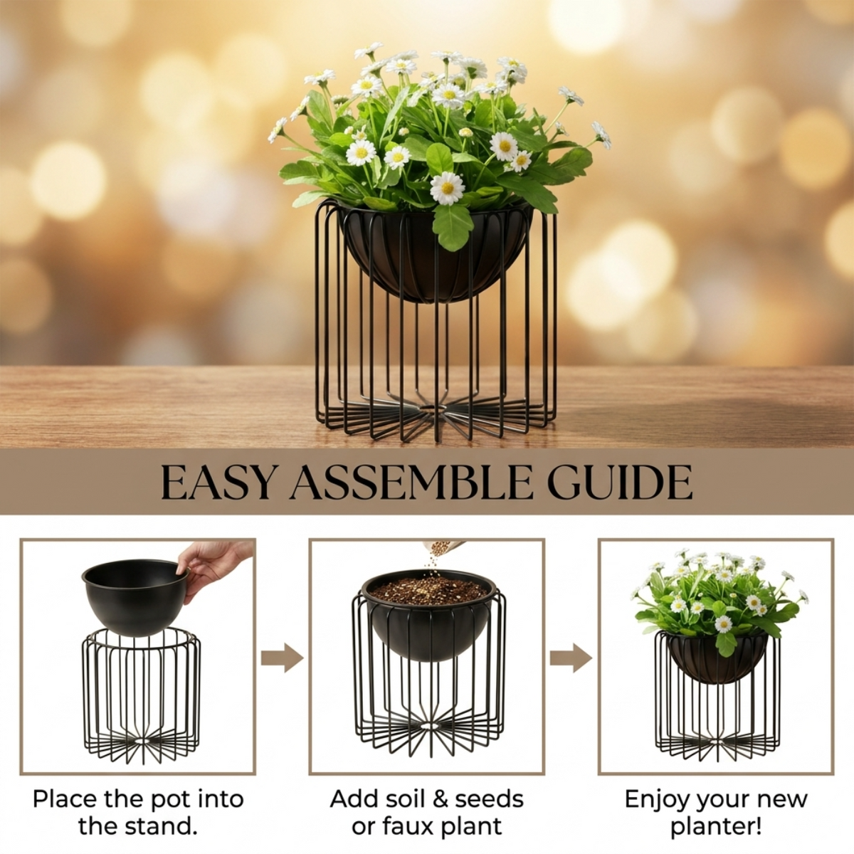 Indoor Planter with Metal Small Stand