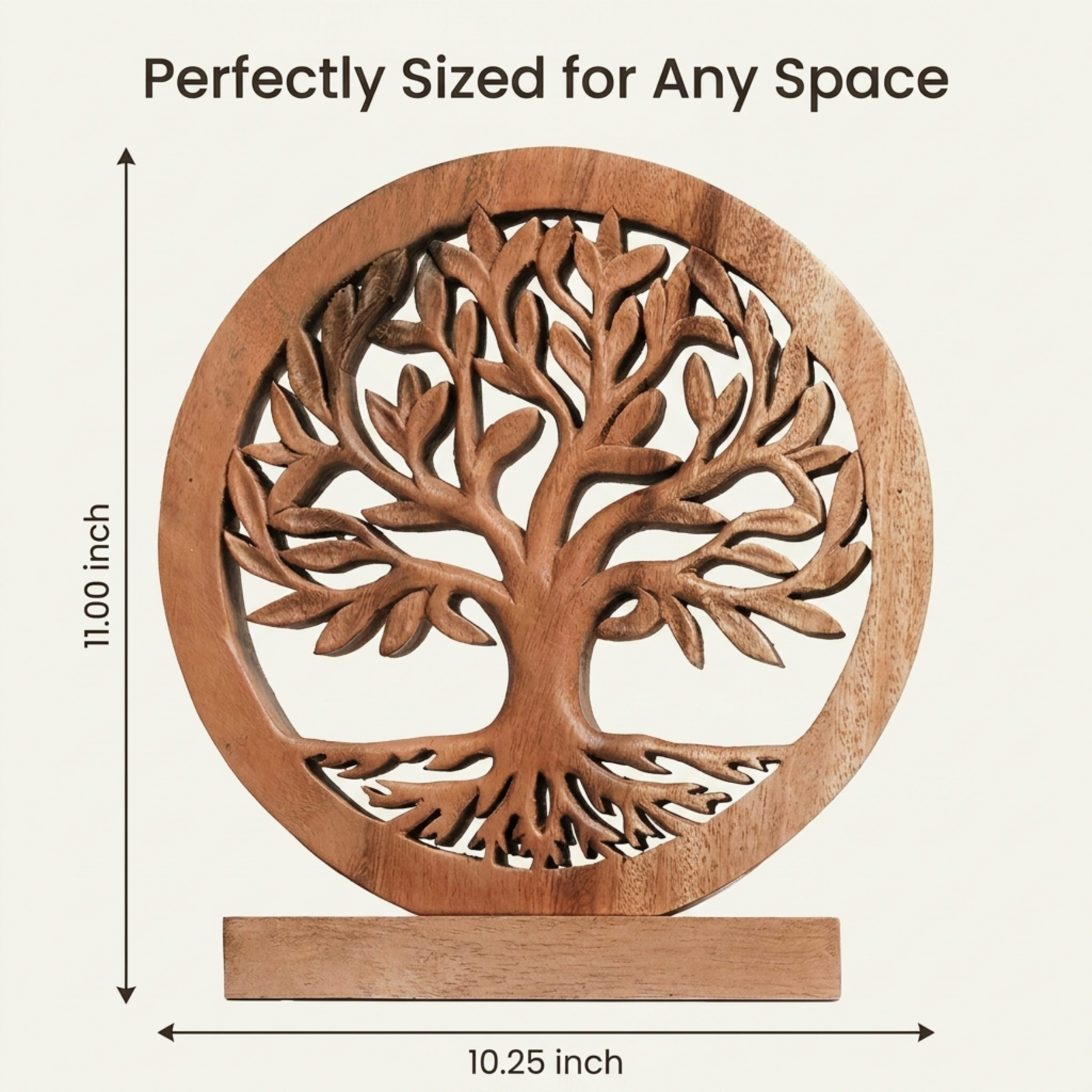Medium Cloverly Tree of Life wooden sculpture by Decozen Luxe, handmade decorative wooden art for home or gift.
