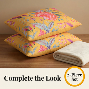 Floral Throw Pillow Covers - 14 x 20 Inches Dark Yellow Decorative Cushion Case