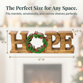 Wooden Hope Sculpture – Handmade Acacia Wood Sign | Inspirational Home Accent