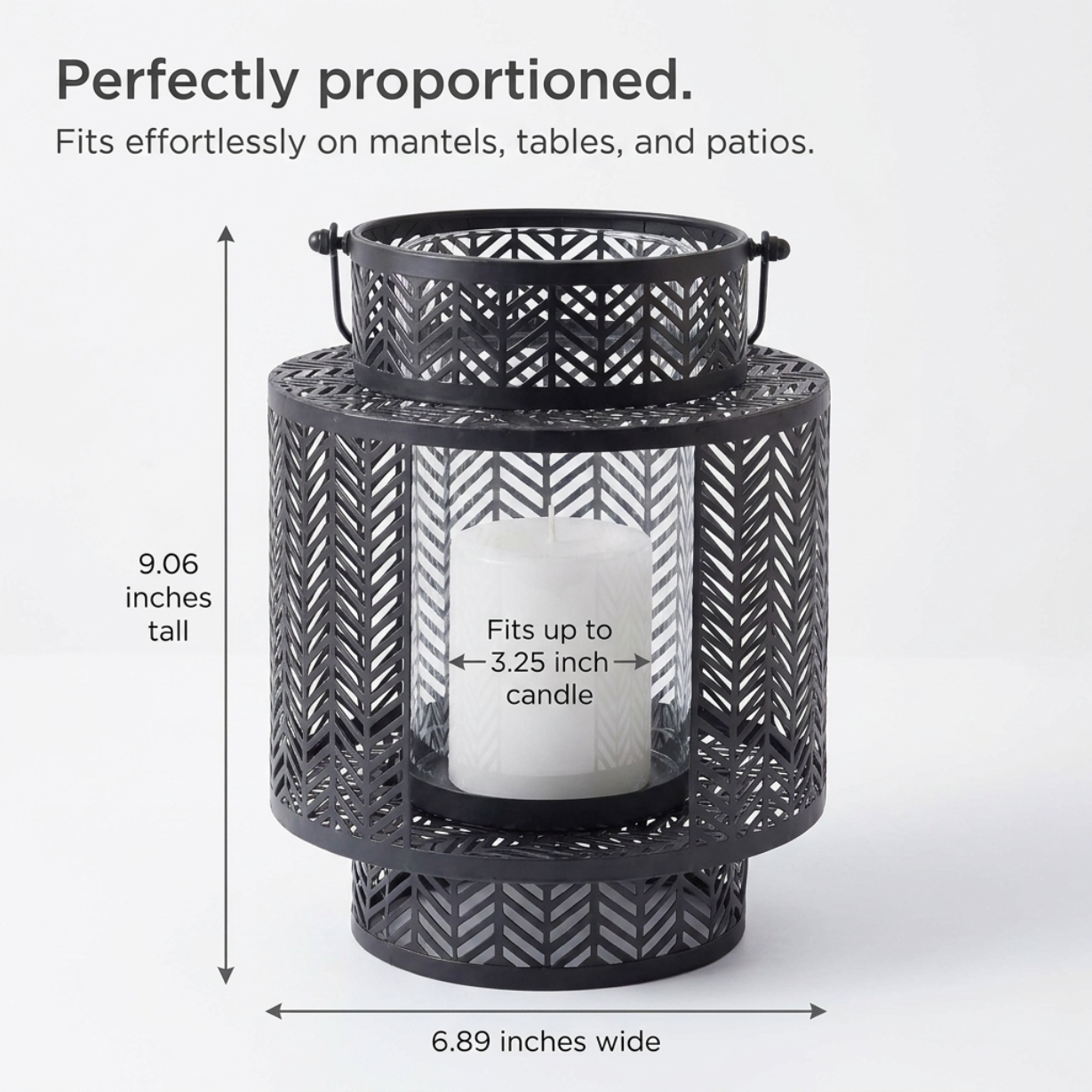 Black Hanging Candle Holder Lantern
