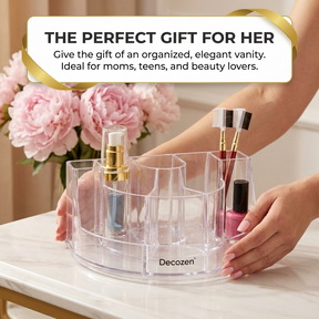 Clear Makeup Organizer - Acrylic Cosmetic Storage Box with 7 Slots for Daily Use