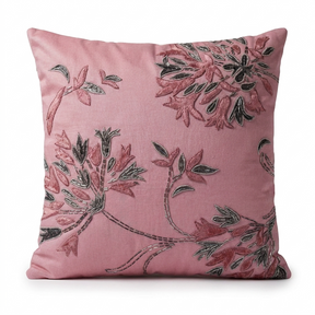 Pink Throw Pillow Covers - Set of 4 Embroidered Cushion Covers 18 x 18 Inches
