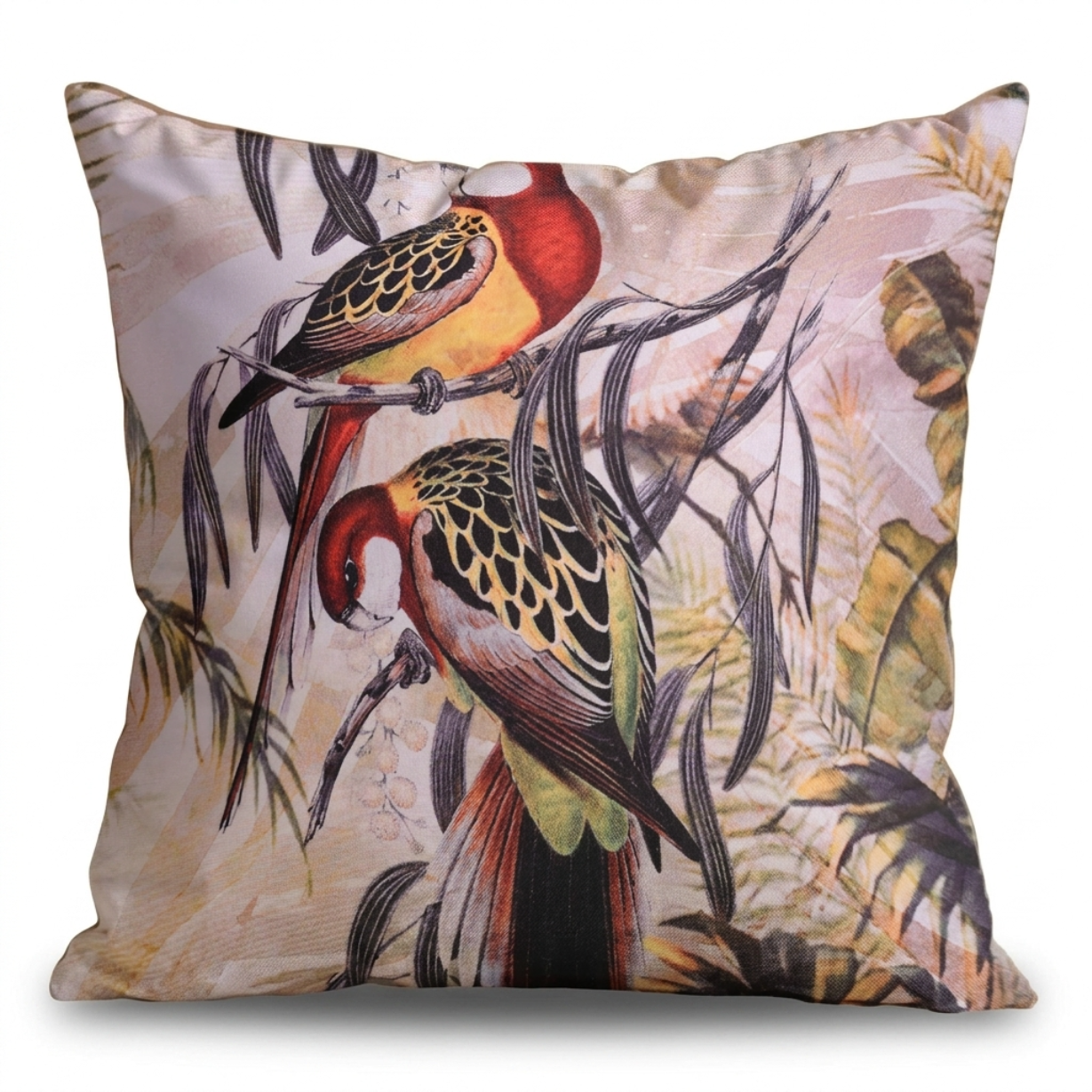 Birds Throw Pillow Covers - 18x18 Inch Embroidered Cushion Covers for Contemporary Home
