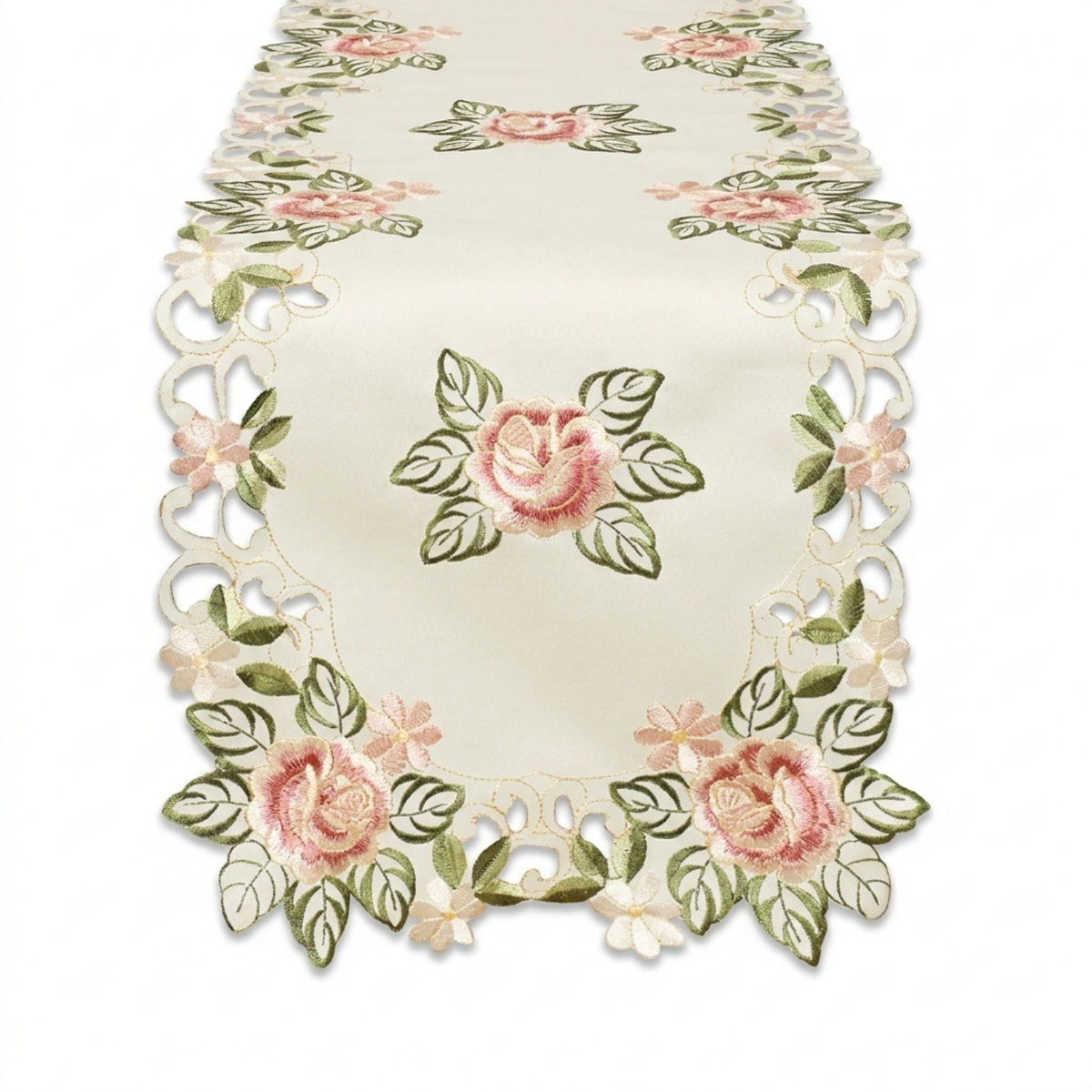 Cream Table Runner – Bryton Collection, Embroidered Linen