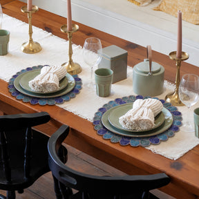 Ocean Mist – Round Beaded Placemats in Blue Green, Elegant Heat Resistant Dining Table Décor 15 inch - Decozen