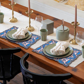 Azure Glow – Beaded Placemats in Blue White, Artistic Heat-Resistant Dining Table Décor 12*16 inch - Decozen