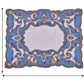 Azure Glow – Beaded Placemats in Blue White, Artistic Heat-Resistant Dining Table Décor 12*16 inch - Decozen