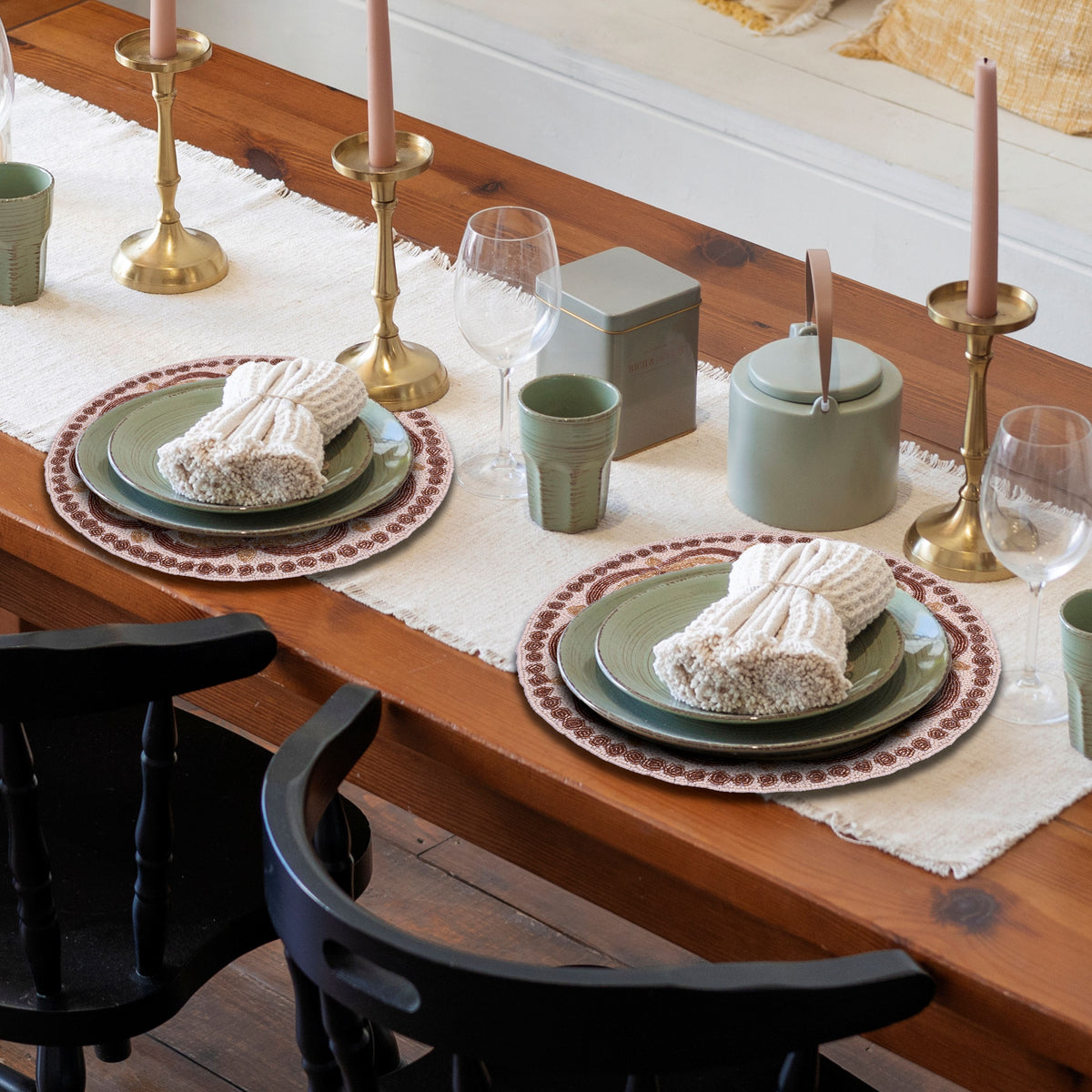 Gold Ivory Beaded Placemats - Set of 2 - Decozen