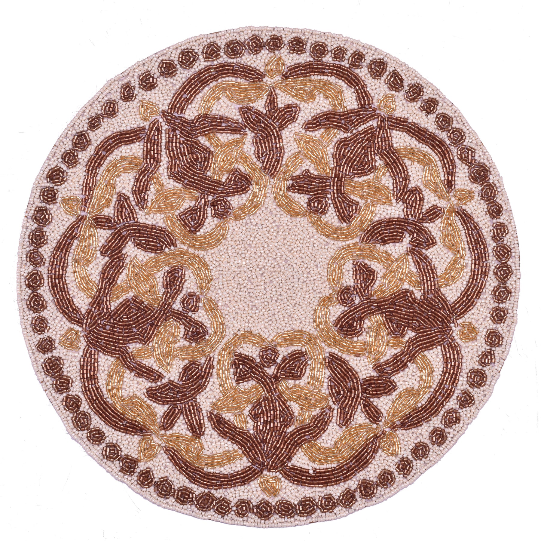 Gold Ivory Beaded Placemats - Set of 2 - Decozen