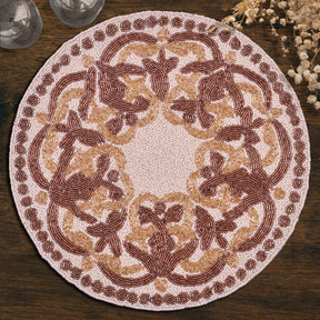 Gold Ivory Beaded Placemats - Set of 2 - Decozen