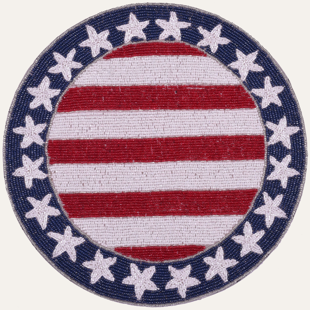 USA Flag Round Beaded Placemats - Decozen