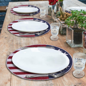 USA Patriotic Flag Round Beaded Placemats - Decozen
