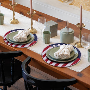 USA Patriotic Flag Round Beaded Placemats - Decozen