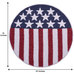 USA Patriotic Flag Round Beaded Placemats - Decozen