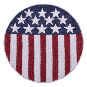 USA Patriotic Flag Round Beaded Placemats - Decozen