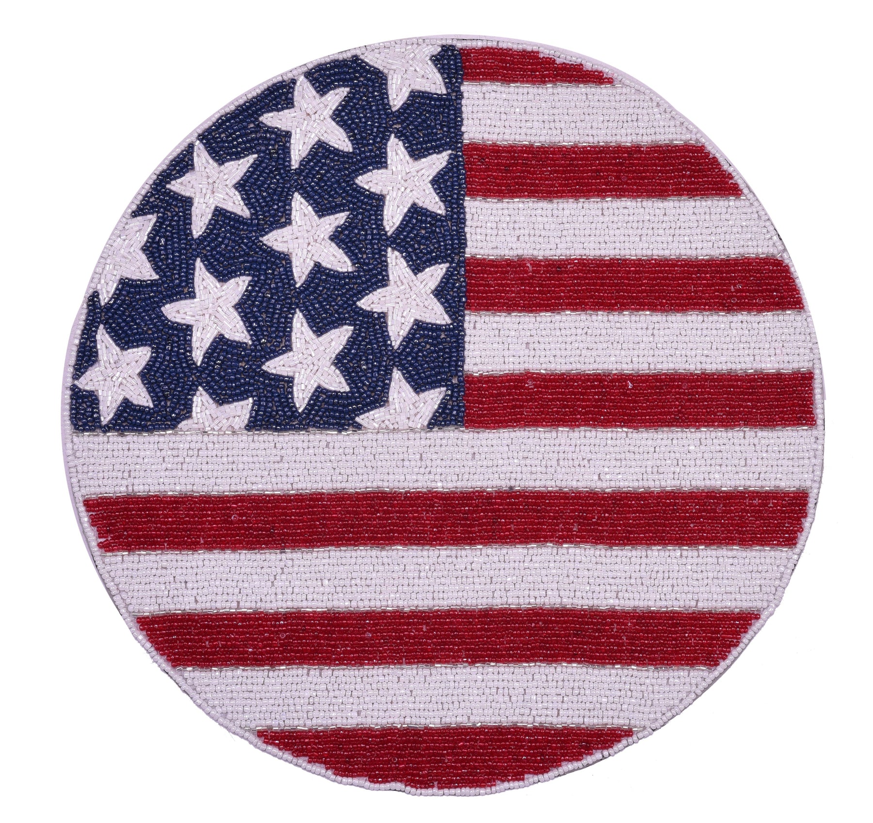 USA Flag Round Beaded Placemats - Decozen