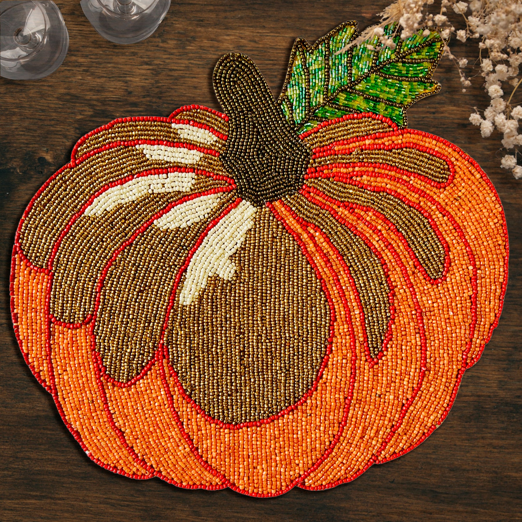 Jadon Ember – Beaded Placemats, The Jadon Autumn Collection Artistic Decorative Dining Table Décor - Decozen