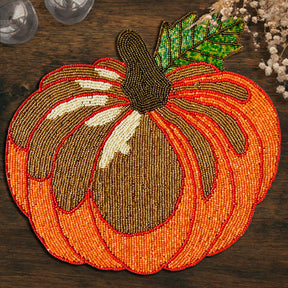 Jadon Ember – Beaded Placemats, The Jadon Autumn Collection Artistic Decorative Dining Table Décor - Decozen