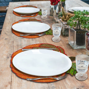 Jadon Ember – Beaded Placemats, The Jadon Autumn Collection Artistic Decorative Dining Table Décor - Decozen