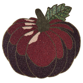 Set of two Lugh Maple beaded placemats from PM 2020, embroidered with autumn maple design, 12x13.5 inches for decorative dining.