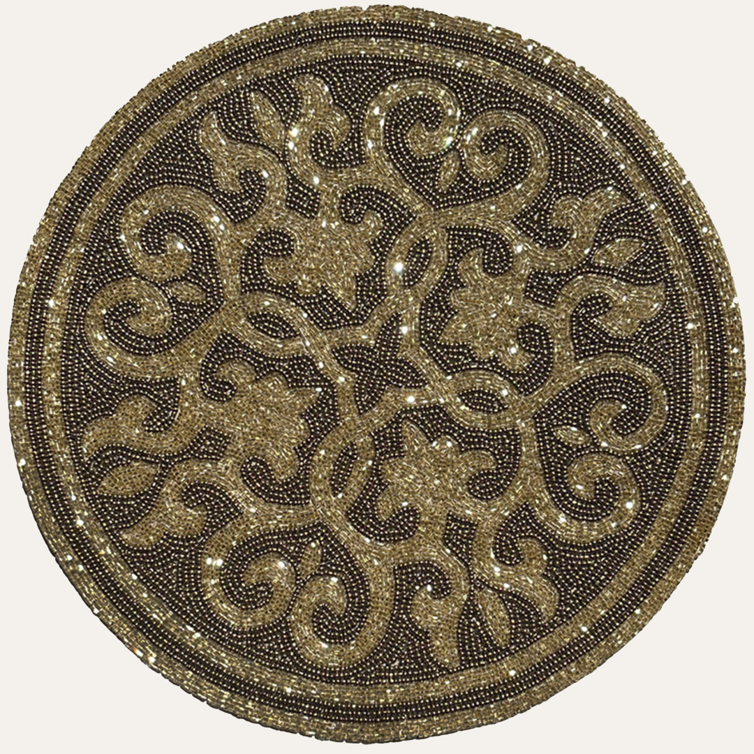 Jolin Grace – Beaded Placemats, The Jolin Collection Elegant Decorative Dining Table Décor 14 inch - Decozen