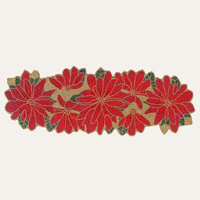 Crimson Cheer embroidered beaded placemat, luxurious 14-inch festive decorative table accent, from PM CM20-1.