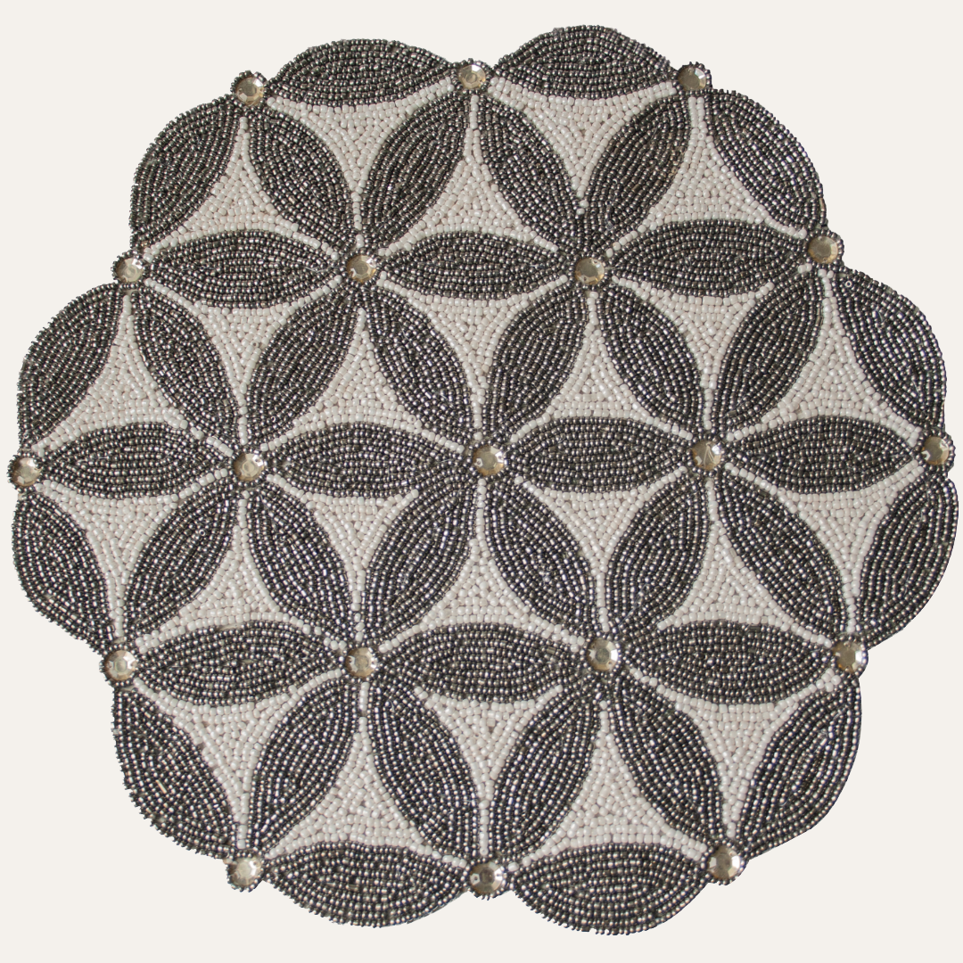 The Naughton Beaded Placemats – Luxurious Decorative Dining Table Décor 14 inch - Decozen