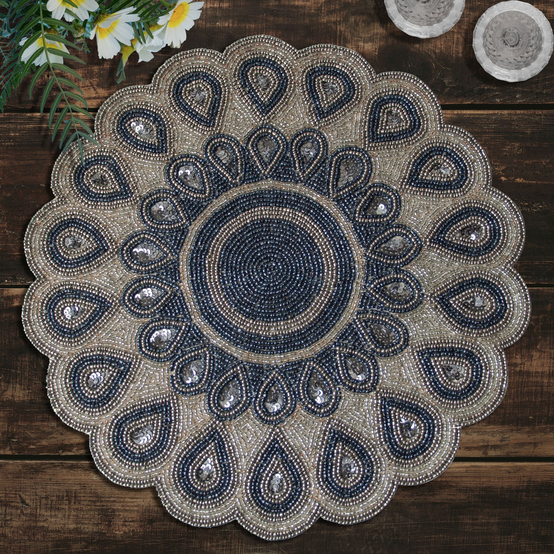 The Dodgens Charger Plates Beaded Placemats - Decozen