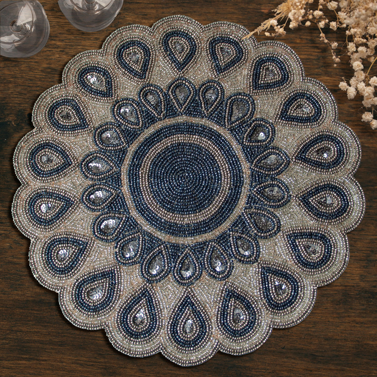 The Dodgens Charger Plates Beaded Placemats - Decozen